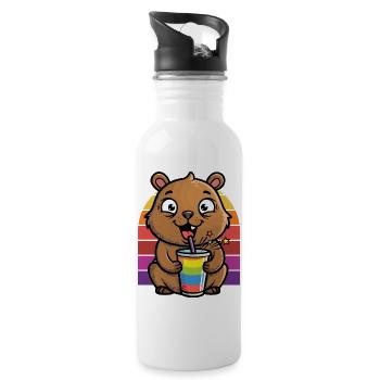 La vie est meilleure avec les capybaras - Mignon rongeur - Gourde avec paille intégrée - blanc - Droite