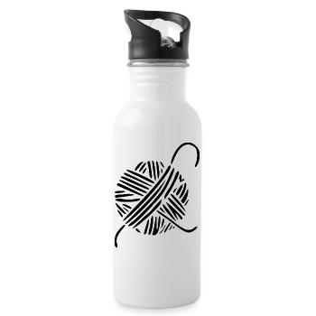 Handarbeit stricken häkeln Geschenk   - Trinkflasche mit integriertem Trinkhalm - Weiß - Rechts