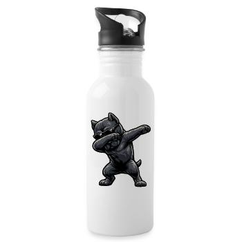 Dabbing Cane Corso in Comic Style - Water bottle with straw - white - Right