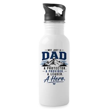Dad Hero: Protector and Provider - Water bottle with straw - white - Right