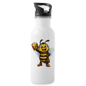Abeille au miel - Gourde avec paille intégrée - blanc - Droite