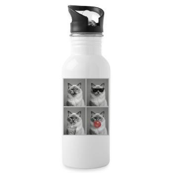 Cats Sacred Birman Cat - Water bottle with straw - white - Right