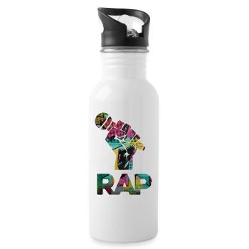 RAP Graffiti Fist Mosaic - Water bottle with straw - white - Right