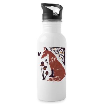 Herbstfuchs im Pilzwald - Trinkflasche mit integriertem Trinkhalm - Weiß - Rechts