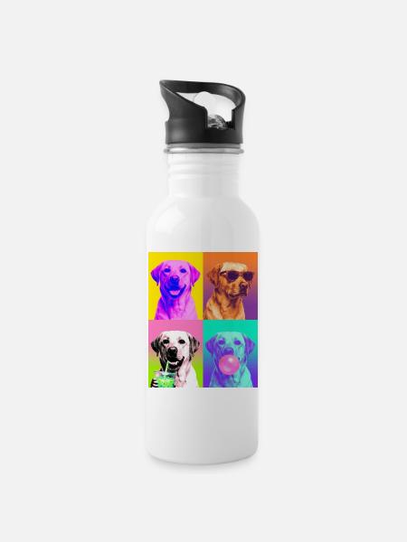 Hunde Labrador Hund - Trinkflasche mit integriertem Trinkhalm - Weiß