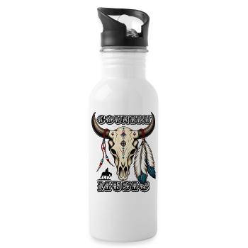 Country Music – Western Bull Skull - Trinkflasche mit integriertem Trinkhalm - Weiß - Rechts