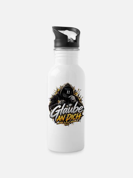 Glaube an Dich – Selbstvertrauen Hoodie - Trinkflasche mit integriertem Trinkhalm - Weiß