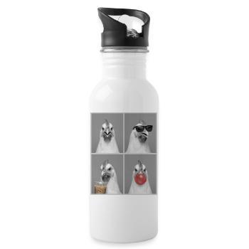 Hühner Huhn - Trinkflasche mit integriertem Trinkhalm - Weiß - Rechts