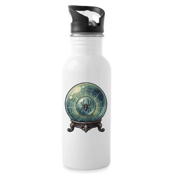 Das Spinnennetz in der Kristallkugel - Trinkflasche mit integriertem Trinkhalm - Weiß - Rechts