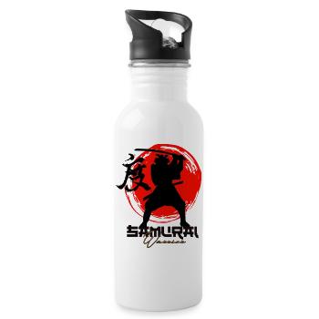 Roter Kreis-Krieger-Silhouette - Trinkflasche mit integriertem Trinkhalm - Weiß - Rechts