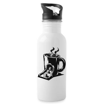 Kaffeewürfelturm - Trinkflasche mit integriertem Trinkhalm - Weiß - Rechts