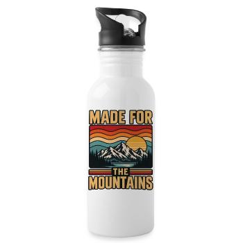 Retro Sunset Mountains Naturliebhaber-Outdoor-Wanderung - Trinkflasche mit integriertem Trinkhalm - Weiß - Rechts