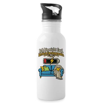 Ich bin nicht faul Energiesparmodus - Trinkflasche mit integriertem Trinkhalm - Weiß - Rechts
