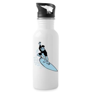 Surfer - Trinkflasche mit integriertem Trinkhalm - Weiß - Rechts