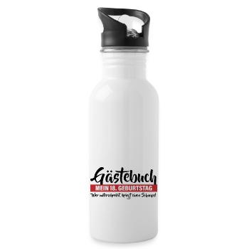 18. Geburtstag Wer kriegt ein Schnaps - Trinkflasche mit integriertem Trinkhalm - Weiß - Rechts
