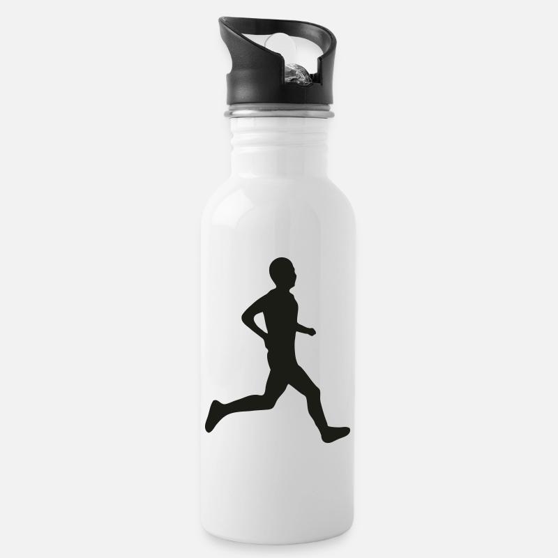 runner - Water bottle with straw - white
