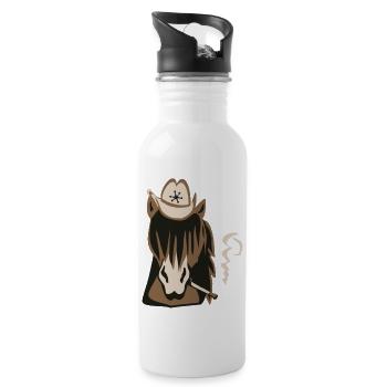 Cowboypferd - Trinkflasche mit integriertem Trinkhalm - Weiß - Rechts