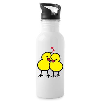 chicks in love (c) - Water bottle with straw - white - Right