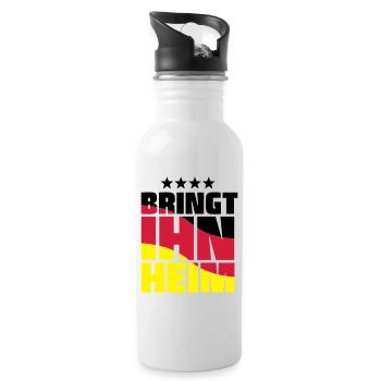 bringt ihn heim! WM pokal - Trinkflasche mit integriertem Trinkhalm - Weiß - Rechts