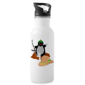 KampfMaulwurf - Trinkflasche mit integriertem Trinkhalm - Weiß - Rechts