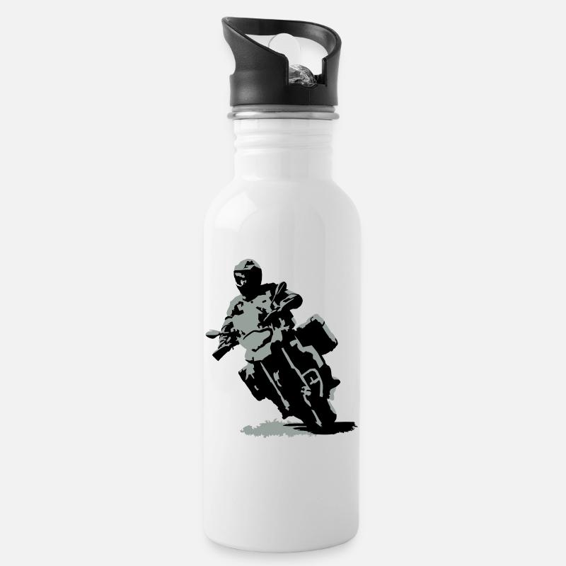 Reiseenduro klein - Trinkflasche mit integriertem Trinkhalm - Weiß