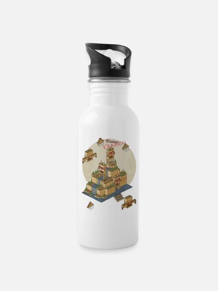 vintage game - Water bottle with straw - white