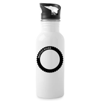 Motocross, 1fb - Trinkflasche mit integriertem Trinkhalm - Weiß - Rechts