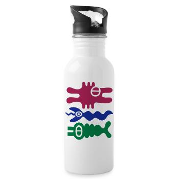 Maritime Wesen - Trinkflasche mit integriertem Trinkhalm - Weiß - Rechts