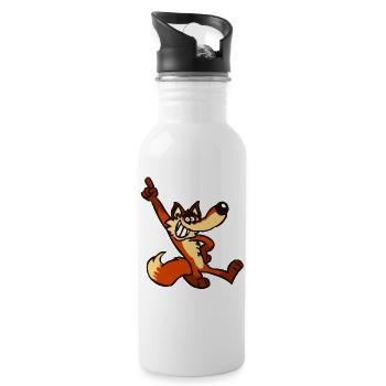 Stolzierender Cartoon-Fuchs von Cheerful Madness! - Trinkflasche mit integriertem Trinkhalm - Weiß - Rechts