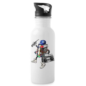 80s Retro Funky Design - Water bottle with straw - white - Right