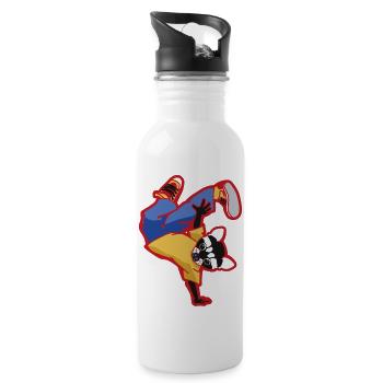 racoon hip hop - Trinkflasche mit integriertem Trinkhalm - Weiß - Rechts