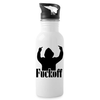 Fuck you, fuck off, middle finger, stinky finger, - Water bottle with straw - white - Right