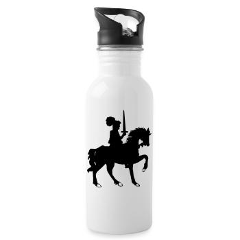 Ritter mit Schwert und Pferd - Trinkflasche mit integriertem Trinkhalm - Weiß - Rechts