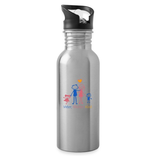 Vater, Mutter, Kind - Trinkflasche mit integriertem Trinkhalm