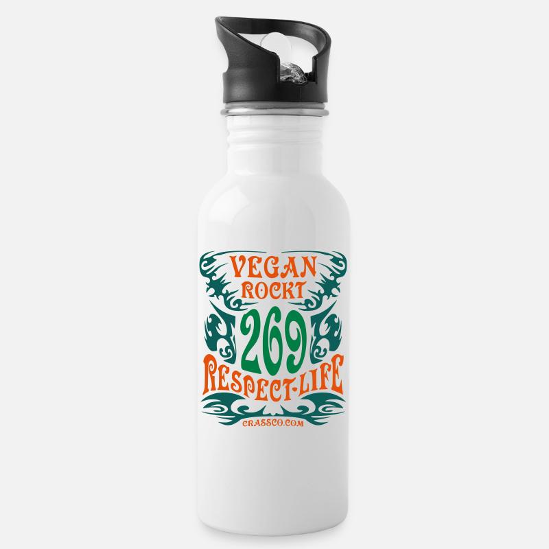 VEGAN TRIBAL - Trinkflasche mit integriertem Trinkhalm - Weiß
