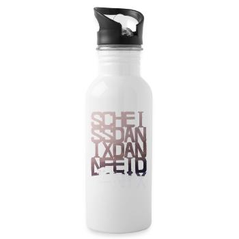 scheiss da nix dann feid - Trinkflasche mit integriertem Trinkhalm - Weiß - Rechts