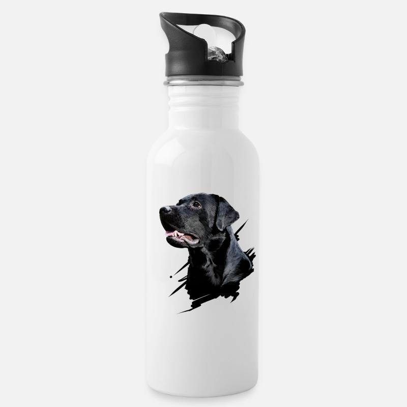 Labrador - Trinkflasche mit integriertem Trinkhalm - Weiß