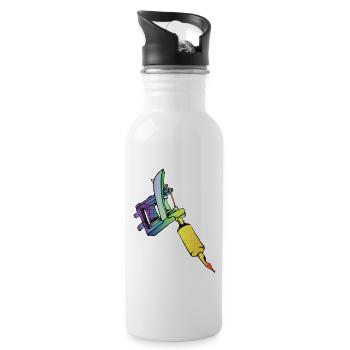 dermograph - Trinkflasche mit integriertem Trinkhalm - Weiß - Rechts