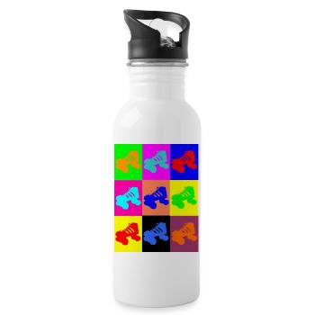 Roller coloré - Gourde avec paille intégrée - blanc - Droite