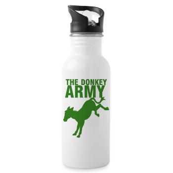 Esel / Bauernhof: The Donkey Army - Trinkflasche mit integriertem Trinkhalm - Weiß - Rechts