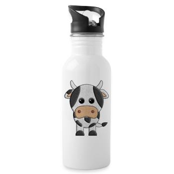 vaquita de peluche vaca cow - Water bottle with straw - white - Right