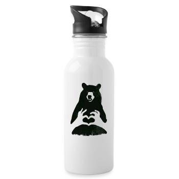 Bear Grizzly Bear Brown Bear Heart Nature Camping Strong lo - Water bottle with straw - white - Right