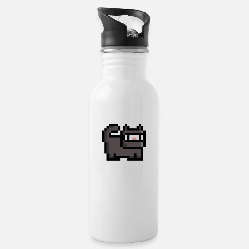 Retro Ninja Cat - Gourde avec paille intégrée - blanc