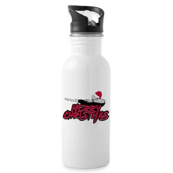 MERRY CHRISTMAS CHRISTMAS DAB DABBING MOTIV - Water bottle with straw - white - Right