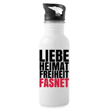 LIEBE HEIMAT FASNET - Trinkflasche mit integriertem Trinkhalm - Weiß - Rechts