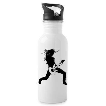 guitar player female de - Trinkflasche mit integriertem Trinkhalm - Weiß - Rechts