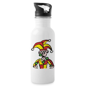 clown harlekin hofnarr kasper komiker narr witzbol - Trinkflasche mit integriertem Trinkhalm - Weiß - Rechts