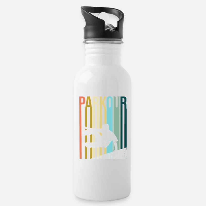 Parkour Retro - Water bottle with straw - white