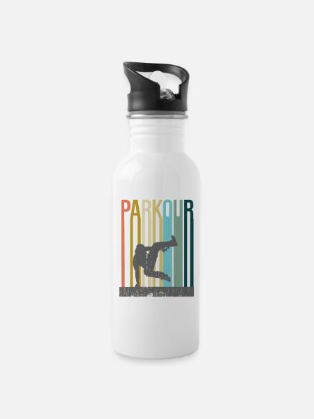 Parkour Retro - Water bottle with straw - white