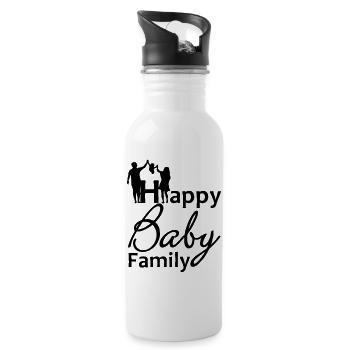 Happy Baby Family Family Cadeau de naissance de l’enfant - Gourde avec paille intégrée - blanc - Droite